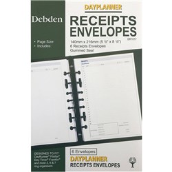 DAYPLANNER DESK EDITION REFILLS 7 RING RECEIPT ENVELOPE