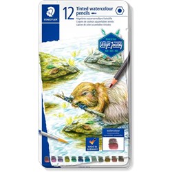 STAEDTLER TINTED WATERCOLOUR PENCILS ASSORTED TIN OF 12