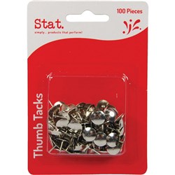 STAT THUMB TACKS SILVER PK100