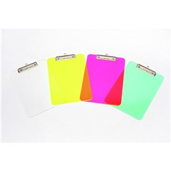 MARBIG PLASTIC CLIPBOARD A4 ASSORTED TRANSPARENT PERSPEX