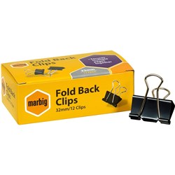 FOLDBACK CLIPS 32MM BOX OF 12 141748