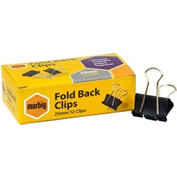 FOLDBACK CLIPS 25MM BOX OF 12 141747