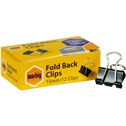 FOLDBACK CLIPS 15MM BOX OF 12 141745