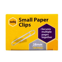 PAPER CLIPS SMALL 28MM BOX OF 100 141753