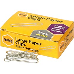 PAPER CLIPS LARGE 33MM BOX OF 100 141755