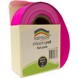 RAINBOW STRIPPING ROLL RIBBED 50mmx30m Hot Pink