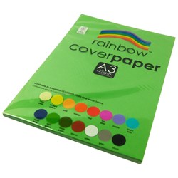 RAINBOW COVER PAPER 125GSM A3 LIGHT GREEN PACK 100 SHEETS