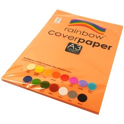 RAINBOW COVER PAPER 125GSM A3 SAFFRON ORANGE PACK 100 SHEETS