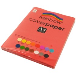 RAINBOW COVER PASTEL A4 RED 125GSM PACK 100