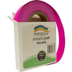 RAINBOW STRIPPING ROLL RIBBED 25mmx30m Hot Pink