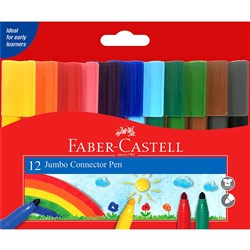 FABER-CASTELL JUMBO MARKERS Connector Pens Assorted 12s