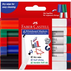 FABER-CASTELL CONNECTOR MARKER WHITEBOARD ASSORTED PACK OF 6