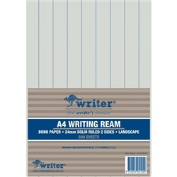 WRITER A4 EXAM PAPER 24mm Solid Ruled Landscape