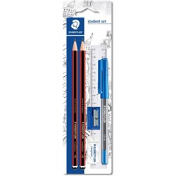 STAEDTLER 110 TRADITION HB STUDENT SET 2 PENCIL , ERASER , PEN , RULER &  SHARPENER