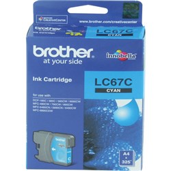 BROTHER LC67C CYAN INK CARTRIDGE SUITS DCP-385C