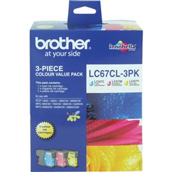 BROTHER LC67CL COLOUR VALUE PACK INK CARTRIDGE 3PK