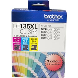 BROTHER LC135XL HY VALUE PACK Cyan Magenta & Yellow high yield