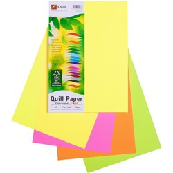 QUILL A4 XL MULTIOFFICE PAPER 80gsm Assorted Fluoro PK100