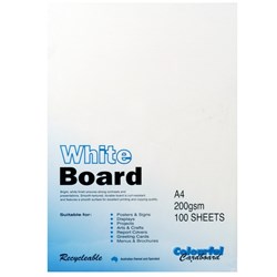 A4 COLOURFUL CARDBOARD WHITE BOARD 200GSM  PK100