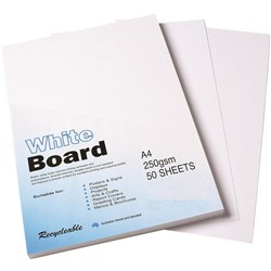 A4 COLOURFUL CARDBOARD WHITE BOARD 250GSM 4 SHEET PK50