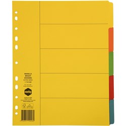 A4 5 TAB MANILLA BRIGHTS EXTRA WIDE DIVIDERS 37180 SET