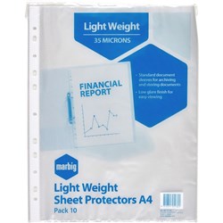 A4 MARBIG COPYSAFE SHEET PROTECTOR ECONOMY LOW GLARE PK10