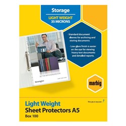 A5 MARBIG ECONOMY COPYSAFE SHEET PROTECTORS A5 PK100