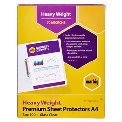 MARBIG HEAVY DUTY A4 SHEET PROTECTORS BOX 100