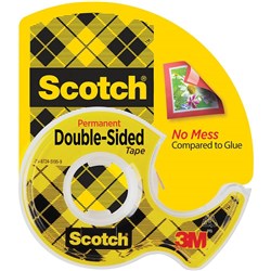 SCOTCH DOUBLE STICK TAPE 136P 12.7mm x 6.3mmm ROLL DISPENSER