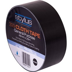 STYLUS 399 CLOTH TAPE Black 48mm x 25m