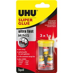 UHU SUPER GLUE Minis 3 x 1ML Carded