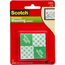 111 SCOTCH HEAVY DUTY FOAM MOUNTING SQUARES 16 SQUARES ON BA 25.4x25.4mm