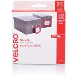 VELCRO SPOTS HOOK ONLY 22MM WHITE DISPENSER