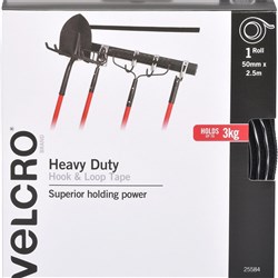 VELCRO 25584 STICK ON HEAVY DUTY 50MMX2.5M BLACK