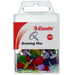 ESSELTE COLOURED DRAWING PINS ASSORTED PK100