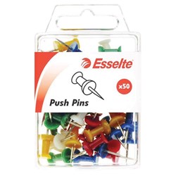 ESSELTE PUSH PINS ASSORTED COLOURS PK50 52738