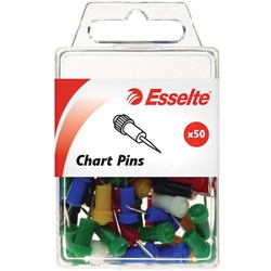 ESSELTE PINS CHART 8x22MM ASSORTED PK50