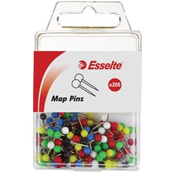 ESSELTE PINS MAP 4x17MM ASSORTED 45108 PK200 PK (2 X PK100)