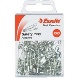 ESSELTE SAFETY PINS ASSORTED PK60