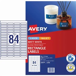 AVERY LASER LABEL L7656 84 UP WHITE  46mm x 11.1mm PK25 BOX25 959018