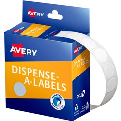 AVERY DISPENSER LABELS CIRCLES DMC14W 14MM WHITE ONLY 937200 P1200 QUIK STIK