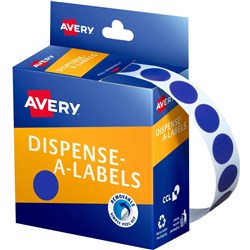 AVERY DISPENSER LABEL CIRCLES DMC14BL 14MM BLUE 937236 P1050