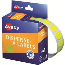 AVERY DISPENSER LABELS CIRCLES DMC14FY 14MM FLURO YELLOW 937294 PK700 DMC14