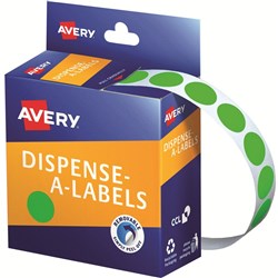 AVERY DISPENSER LABEL CIRCLES DMC14FG 14MM FLURO GREEN 937296 PK700 DMC24