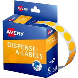 AVERY DISPENSER LABELS CIRCLES DMC14FO 14MM FLURO ORANGE 937300 PK700