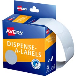 AVERY DISPENSER LABELS CIRCLES DMC24W 24MM WHITE ONLY 937202 PK550