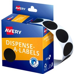 AVERY DISPENSER LABEL CIRCLES DMC24BLK 24MM BLACK 937250