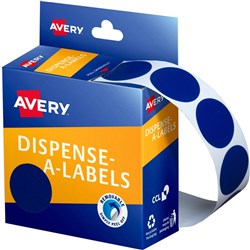 AVERY DISPENSER LABELS CIRCLES DMC24B 24MM BLUE 937244