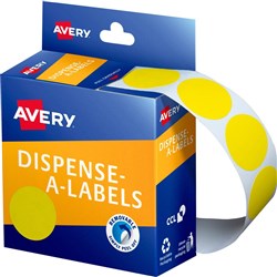 AVERY DISPENSER LABELS CIRCLES DMC24Y 24MM YELLOW 937247