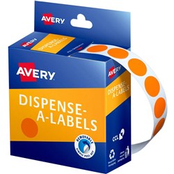 AVERY DISPENSER LABELS CIRCLES DMC14O 14MM ORANGE 937240 P1050